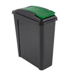 Green 25L Slimline Kitchen Bin Wham Recycling Rubbish Waste Dustbin Flip Lid