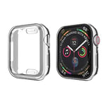 Coque Bumper Compatible avec Apple Watch Series 6/5/4/SE 44mm Case, Anti-Rayures Housse de Protection D'écran en TPU Souple pour iWatch Series 44mm [Ultra-Slim] [Couverture Complète] - Argent