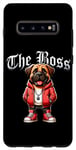 Coque pour Galaxy S10+ Bull Mastiff Dog The Boss Veste cool pour chien Maman Papa
