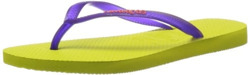 Havaianas Women's Slim Logo Flip Flops, Yellow Neon Yellow, 1/2 UK