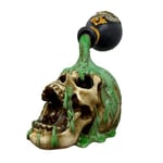 Puckator Crâne décoratif avec Potion Verte – cri – Sculpture en résine ornementale – Figurine Accessoire Gothique pour Maison et Halloween