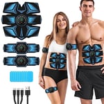 GROSBEAK EMS Muscle Stimulator ABS Trainer, Electric Abdominal Muscle Toner for Men and Women, 8 Modes AB Stimulator for Arms, Waist - Rechargeable, Skin-friendly （blue）