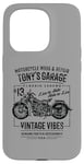 Coque pour iPhone 15 Pro Tony's Garage Design moto pour le nom Tony