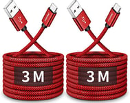 CLEEFUN USB C Cable (3M,2-Pack), Durable Braided Long USB A to Type C Fast Charging Phone Charger Lead Compatible with Samsung Galaxy Note 10 20 S10 S9 S8 S20 Plus A20e A40 A50 A70,PS5 Controller