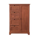 Armoire Meuble Rangement 4 Tiroirs 1 Porte Bois Marron 80x55x30