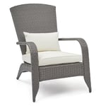 Jamais utilisé] Mondeer Fauteuil de Jardin en Rotin pe, Chaise de Loisirs avec Coussin pour Patio, Terrasse, Pelouse, Jardin, Piscine