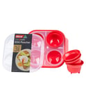 Décor Microsafe Microwave Steam Egg Poacher. Cooks 1-4 Eggs at Once in Under 3 Minutes. BPA Free and Fully Dishwasher and Freezer Safe. with Safety Hold Handles and steam Release Vents. Red.