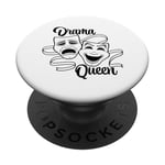 Masques de théâtre comédie et tragédie Drama Queen Black Line PopSockets PopGrip Adhésif