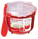 Sistema Microwave Rice Cooker, 2.6 L - Red/Clear,Sistema 1110ZS Microwave Rice