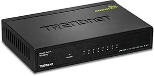 TRENDnet 8-Port Gigabit GREENnet Switch, TEG-S82G, Ethernet Splitter, Ethernet/Network Switch, 8 x 10/100/1000 Mbps Gigabit Ethernet Ports, 16 Gbps Switching Capacity, Metal, Black