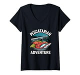 Womens Pescatarian Adventure Ocean Food Lover V-Neck T-Shirt