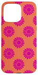 iPhone 15 Pro Max Pink and Orange Daisy Pattern Cute Aesthetic Retro 70s 80s Case