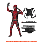 MARVEL Barn Deadpool Cosplay Kostym Vuxna Bodysuit Jumpsuit med Tillbehör Huvudbonad Festkläder Klä Ut Kläder 150(Fit 140-150cm) 5pcs-NEW Design1