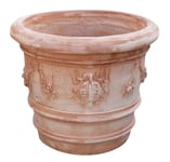 Biscottini Vase Terre Cuite Décoré Extérieur Pot de Fleur Grande Ronde Antigel