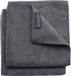 Brabantia Microfiber Torchon (Lot de 2), Gris Foncé, 30 x 30 x 0,5 cm