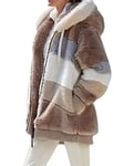 ABINGOO Manteaux Polaire Zippée pour Femme Mode en Peluche à Capuche Épaissir Blouson Chaud Hiver Décontractée Doux Ample Veste(Kaki,XXL)