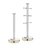 Tower Cavaletto Mug Tree and Towel Pole Set - White and Champagne Gold