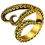 ChainsHouse Bague Homme Pieuvre Pouce Tentacules des Pouples Or 18K 69 Acier Grand Anneau Femme Inoxydable Index Enfant Garcon Fille Cercle du Doigt Annulaire Milieu Doré Cadeau Petit Ami Frere Pere