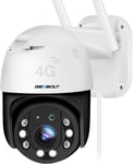 3G/4G LTE Caméra Surveillance Extérieure avec Carte Sim, PoE PTZ CCTV IP Camera Cellulaire sans WiFi à Brancher Fillare Détection Humaine Vision Nocturne Couleur Suivi Auto.[G118]