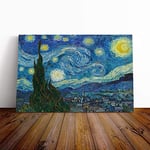 Big Box Art Canvas Print Wall Art Vincent Van Gogh Starry Night | Mounted & Stretched Box Frame Picture | Home Decor for Kitchen, Living Room, Bedroom, Hallway, Multi-Colour, 30x20 Inch