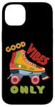 Coque pour iPhone 14 Plus Patins à roulettes rétro des années 70 Good Vibes Only