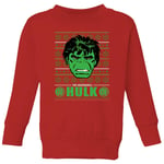 Marvel Hulk Face Kids' Christmas Jumper - Red - 7-8 Years