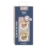 BIBS Pacifier Boheme 2 PACK Latex Size 1 Blush GLOW/Vanilla GLOW Nappar 2 st