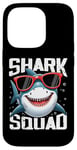 Coque pour iPhone 14 Pro Shark Squad Lunettes de soleil rouges pour garçons et filles