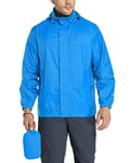 33,000ft Men's Lightweight Waterproof Outdoor Jackets Windproof Rain Shell Jacket Packaway Hooded Raincoat for Golf Fishing Cycling Medium Blue 2XL