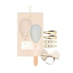 Bachca - Coffret Mon Kit Coiffure Brosse Nylon Petit Format + 4 Clic Clacs + Elastique Nœud