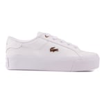 Lacoste Womens Ziane Platform Trainers - White Leather - Size UK 7