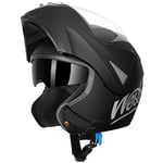 Westt Casque Moto Homme Femme, Casque intégral modulable Flip-up, Casque Jet Chopper cyclomoteur Scooter, Casque modulaire pour Moto, certifié ECE Dot, Noir, S (55-56 cm)