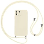 Vauki Coque pour Xiaomi 11 Lite 5G NE/Mi 11 Lite 4G/5G avec Cordon, Etui avec Collier - Tour de Cou Lanière en Corde - Silicone Housse avec Réglable Chaine pour Xiaomi 11 Lite, Bandouliere - Blanc