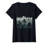 Womens Forest Wildlife Trees Night Outdoor Hiking Nature Vintage V-Neck T-Shirt