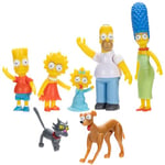 Les Simpson - Coffret Figurines articulées Famille Simpson - 7 Personnages - Homer, Marge, Bart, Lisa, Maggie et Animaux - Produit Officiel - Échelle 2.5" - Cadeau jouet - Pour les Fans - 4 Ans et +