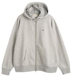 GANT Women's Shield Zip Hoodie Hooded Sweatshirt, Light Grey Mix, L