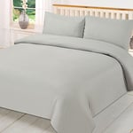 Brentfords King-Sized Duvet Cover Set, Soft & Breathable Microfibre Bed Set, Hotel Quality Duvet, Grey Dyed Quilt Bedding with Pillowcases, Duvet Cover for Kingsize Bed - Grey