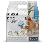 CROCI Dog Nappy - Couche pour Chiens Mâles - Culotte pour Chiens pour Pipi - Couches Jetables Inodore, 12 Pièces, Taille L, 50-60 cm