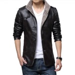 WYYSYNXB Automne Et Hiver Hommes Faux Cuir Plus Cachemire Épaissir Un Morceau De Fourrure Veste De Cuir Décontractée Garder Au Chaud Manche Longue Revers Manteau M-4XL Code,Noir,3XL