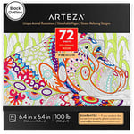 Arteza Animal Colouring Book for Adults, Black Outlines, 72 Relaxing Colouring Pages for Relieving Stress and Anxiety for Adults and Teens, Encourages Meditation, Promotes Mindfulness