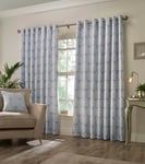 Paoletti Horto Botanical Eyelet Curtains in Blue - Size 229 cm x 183 cm