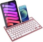 Clavier sans Fil Clavier Bluetooth Tablette Mini Silencieux Clavier sans Fil Rechargeable Clavier pour QWERTY Windows,Android,iOS,Smartphone,Compatible PC,Rose Gold