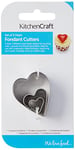 KitchenCraft Sweetly Does It Fondant Cutters, Heart Shaped, Stainless Steel, Set of 3, Silver