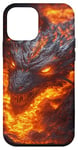 Coque pour iPhone 12 mini Dragon de feu en fusion sortant des profondeurs de lave ardente