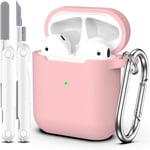 Coque pour Airpods 1ère/2ème génération (2016/2019), Coque de Protection en Silicone Souple pour Airpods 1ère/2ème avec LED Visible à l'avant, avec Kit de Nettoyage,Rosa Sabbia