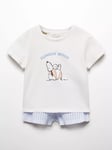 Mango Baby Peanuts Snoopy Sunday Mood Shorty Pyjamas, Light Pastel Blue