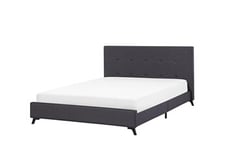 Beliani Lit de 2 places double 160 x 200 cm en tissu gris foncé