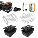 EKAKI Air Fryer Accessories, 8 Pcs Dual Air Fryer Accessories for Ninja Foodi FlexDrawer Air Fryer AF500UK 2023 Released 10.4L, Collapsible Ninja AF500UK Liners & Racks & Tools