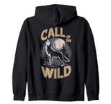 Call of the Wild Howling Wolf Under Full Moon Zip Hoodie