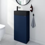 Ensemble meuble lave-mains Imandra bleu nuit mat l.44 cm + plan vasque lave-mains noir en céramique Nira